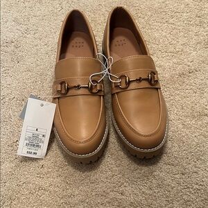 Tan Loafers with Buckle Detail